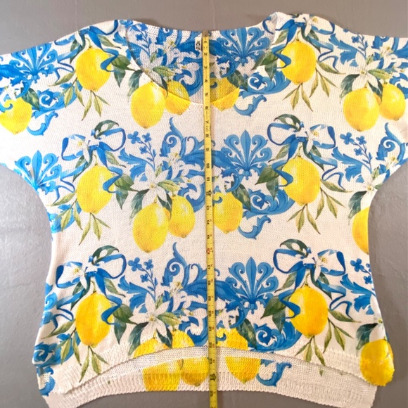 Plus Size Lemon Print Italian Knit Boho Top 2X/3X Resort Summer Blouse - Picture 13 of 16